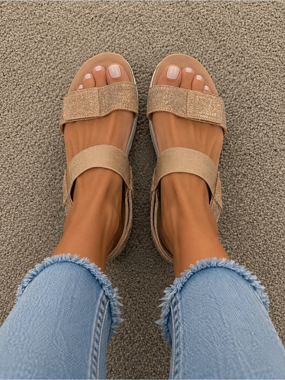 OTBT Women's Glitter Strap Sandals in Champagne